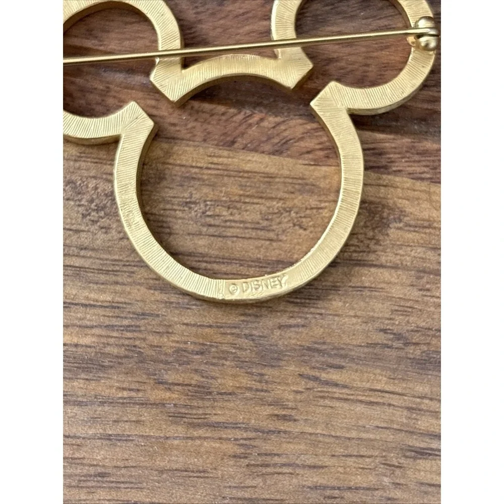 Mickey Mouse Head Disney Satin Gold Toned Pin 2.5 inch